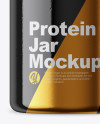 Protein Jar in Glossy Shrink Sleeve Mockup Protein Jar in Glossy Shrink Sleeve Mockup