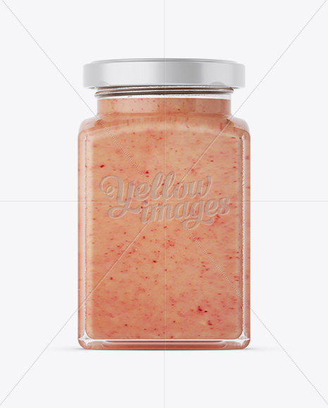 Creamed Honey w/ Strawberry Glass Jar Mockup