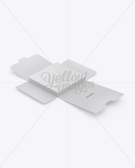 Opened Square Paper Brief Case w/ Post Cards Mockup - Halfside View