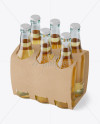 Kraft Paper 6 Pack Beer Bottle Carrier Mockup - Halfside View (High-Angle Shot)