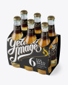 White Paper 6 Pack Beer Bottle Carrier Mockup - Halfside View (High Angle Shot)