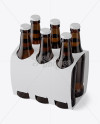 White Paper 6 Pack Amber Bottle Carrier Mockup - Halfside View (High Angle Shot)