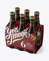 White Paper 6 Pack Amber Bottle Carrier Mockup - Halfside View (High Angle Shot)