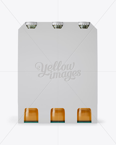 White Paper 6 Pack Beer Bottle Carrier Mockup - Front View