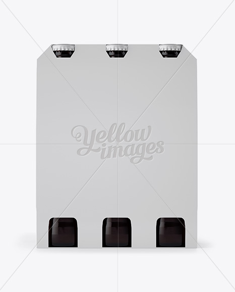 White Paper 6 Pack Amber Bottle Carrier Mockup - Front View