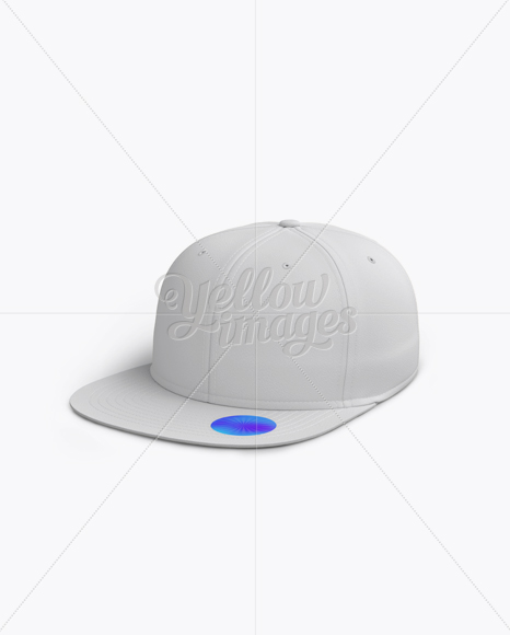 Snapback Cap with Sticker Mockup (Left Half Side View)