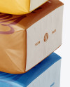 Three Matte Paper Bags Mockup - Halfside View (High-Angle Shot)