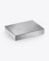 Metallic Box Mockup - Half Side View (High-Angle Shot)