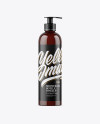 Amber Shower Gel Bottle with Pump Mockup