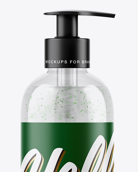 Clear Shower Gel-Scrub Bottle Mockup