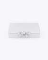 Matte Gift Box With Bow Mockup - Front View (High-Angle Shot)