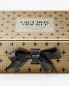 Metallic Gift Box With Bow Mockup - Front View (High-Angle Shot)