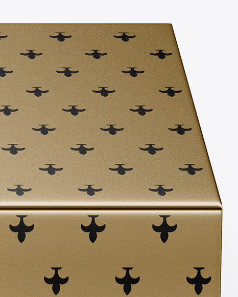 Metallic Gift Box With Bow Mockup - Front View (High-Angle Shot)