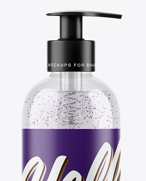 Clear Shower Gel-Scrub Bottle Mockup