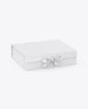 Matte Gift Box With Bow Mockup - Half Side View (High-Angle Shot)