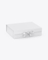 Matte Gift Box With Bow Mockup - Half Side View (High-Angle Shot)