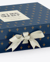 Matte Gift Box With Bow Mockup - Half Side View (High-Angle Shot)