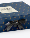 Matte Gift Box With Bow Mockup - Half Side View (High-Angle Shot)