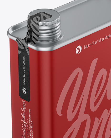 Matte Tin Can Mockup - Half Side View (High-Angle Shot)