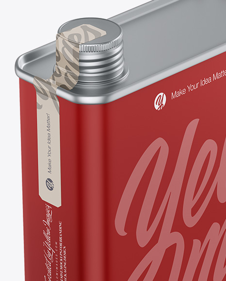 Matte Tin Can Mockup - Half Side View (High-Angle Shot)