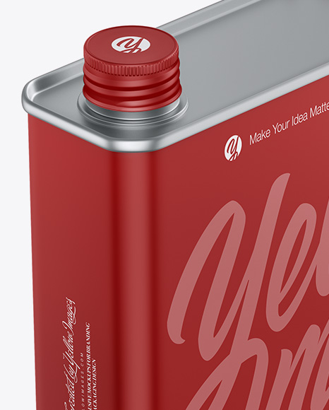 Matte Tin Can Mockup - Half Side View (High-Angle Shot)