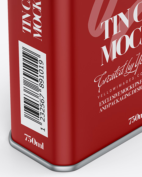 Matte Tin Can Mockup - Half Side View (High-Angle Shot)