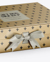 Metallic Gift Box With Bow Mockup - Half Side View (High-Angle Shot)