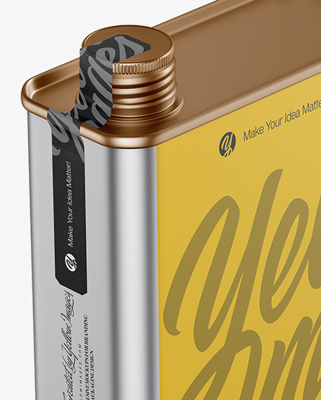 Metallic Tin Can Mockup - Half Side View (High-Angle Shot)