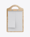 Wooden Clipboard With Papers Mockup - Front View