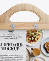 Wooden Clipboard With Papers Mockup - Front View