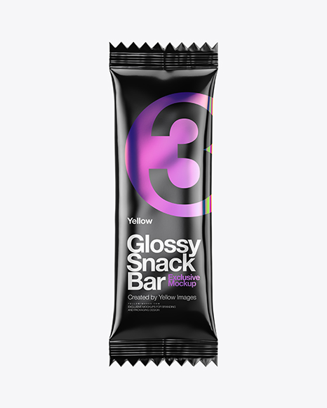 Glossy Snack Bar Mockup - Front View