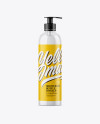 Clear Shower Gel Bottle with Pump Mockup