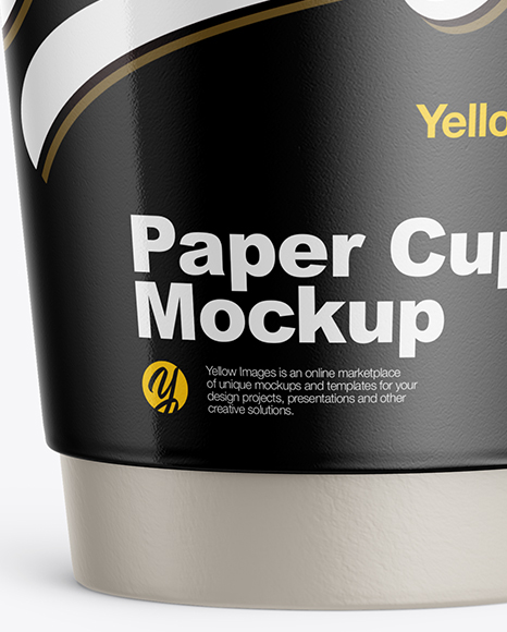 Glossy Paper Coffee Cup Mockup - Front View