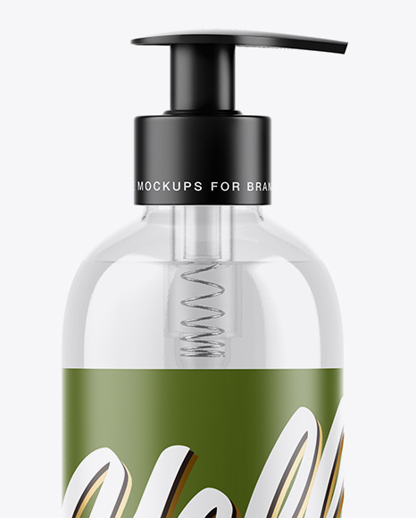 Clear Shower Gel Bottle with Pump Mockup