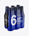 6 Bottles Pack Mockup - Half Side View (High-Angle Shot)