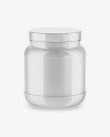 Glossy Protein Jar Mockup - High-Angle Shot