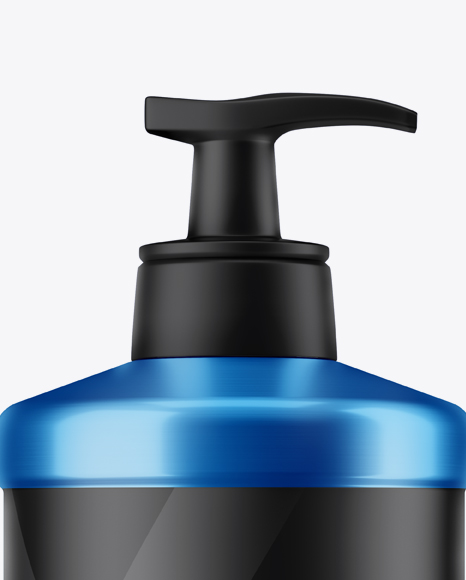 Metallic Cosmetic Bottle with Pump Mockup