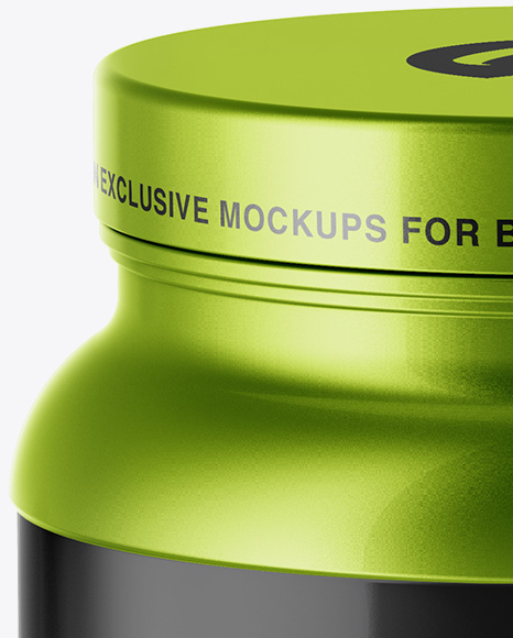 Metallic Protein Jar Mockup - High-Angle Shot