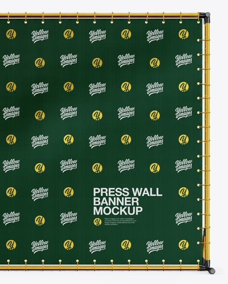 Press Wall Banner with Metallic Frame Mockup