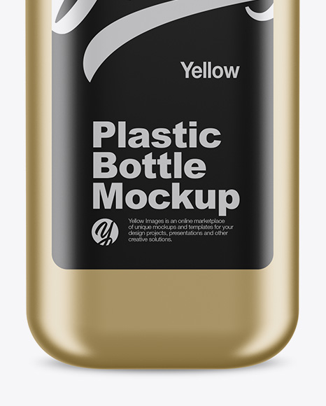 Metallic Square Bottle Mockup - Front View