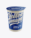 Plastic Yogurt Cup with Foil Lid Mockup - Front View (High Angle Shot)