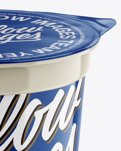 Plastic Yogurt Cup with Foil Lid Mockup - Front View (High Angle Shot)