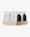 Kraft Tray with 6 Bottles Packs Mockup - Half Side View