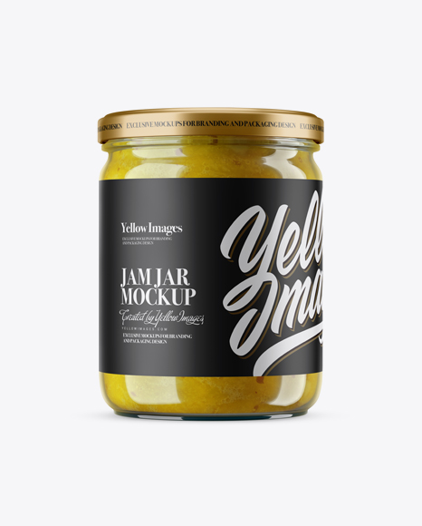 Clear Jar with Yellow Jam Mockup