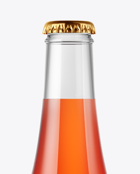 Glass Bottle with Red Drink Mockup