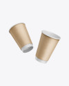 Two Kraft Coffee Cups Mockup