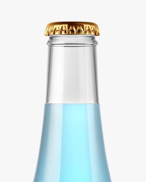 Glass Bottle with Blue Drink Mockup