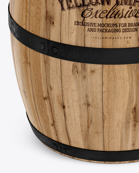 Wooden Barrel Mockup - Front View (High-Angle Shot)