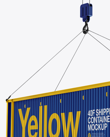 40F Shipping Container with Slings Mockup - Halfside View