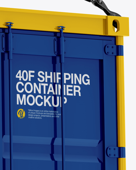 40F Shipping Container with Slings Mockup - Halfside View